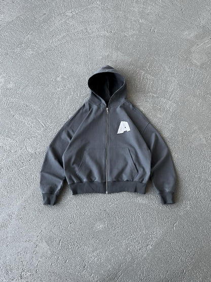 Sudadera con cremallera Patched Path (Gris)