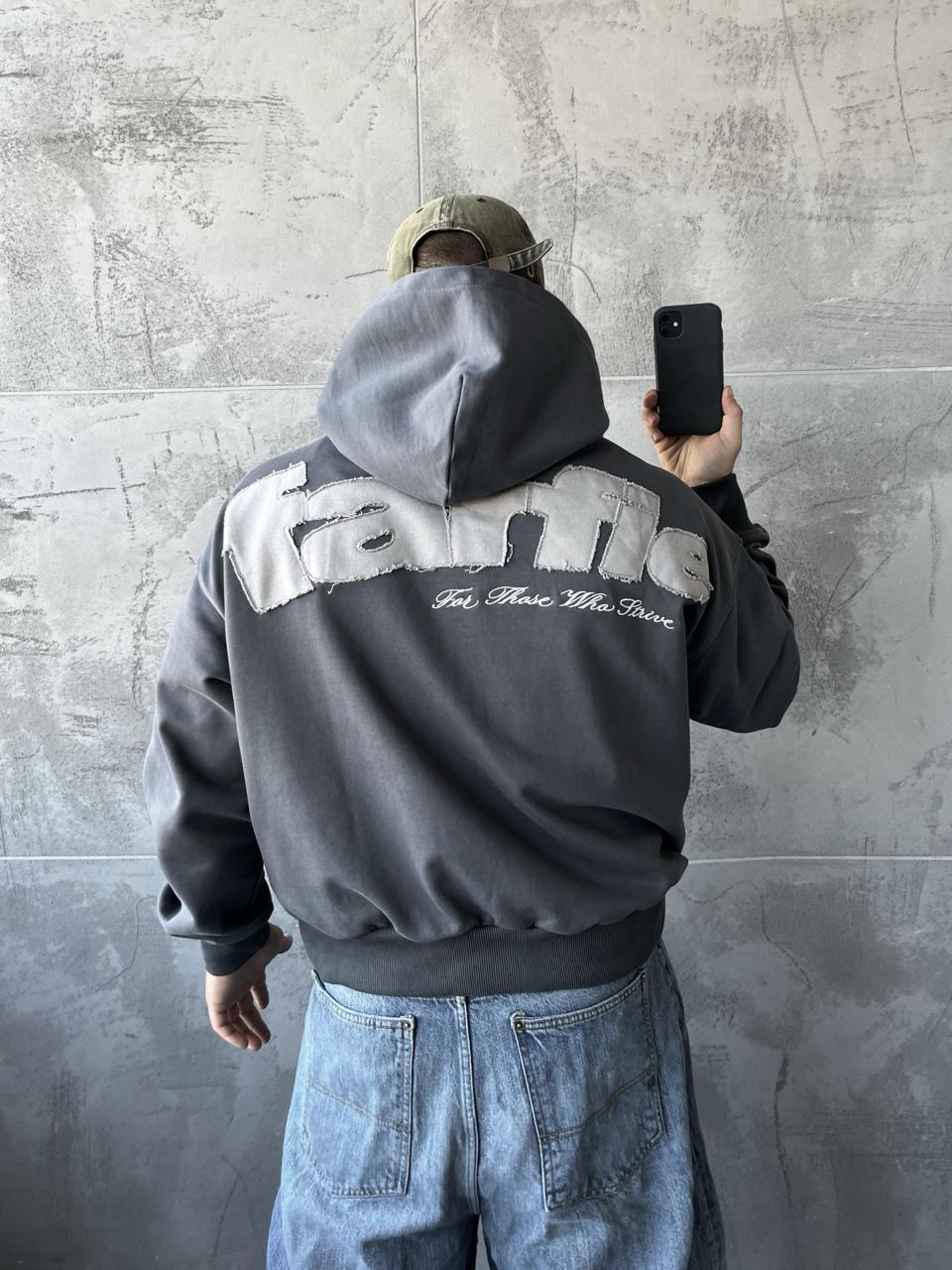 Sudadera con cremallera Patched Path (Gris)